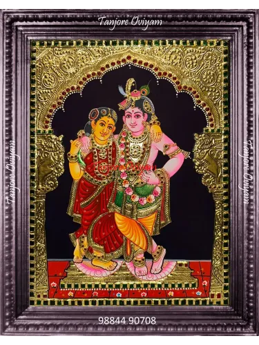 Standing Krishna Radha Tanjore Painting